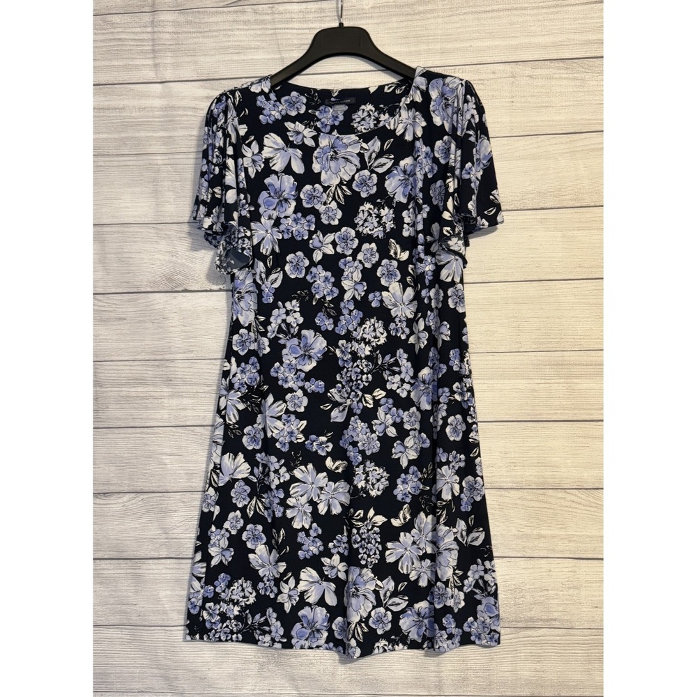 Tommy Hilfiger Women's Blue Floral Pullover Dress 14 Navy Stretch